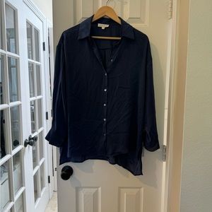 Navy blue silk top